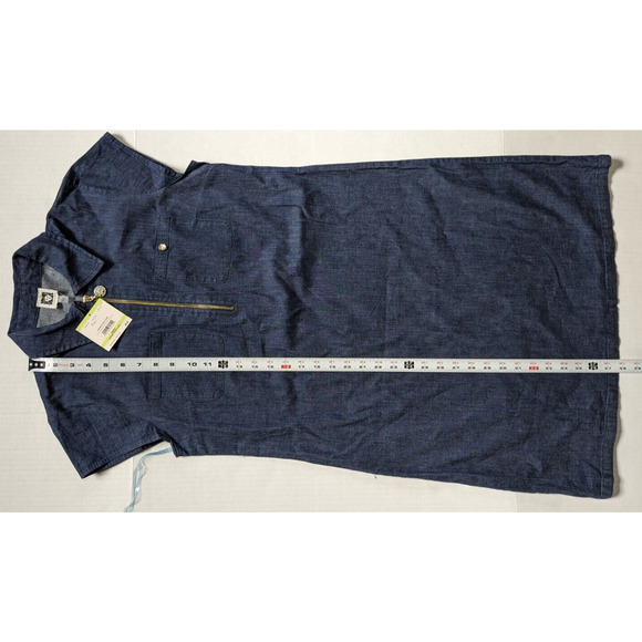 Anne klein Denim Dress Size 4 1/4 Zip  V-Neck Short Sleeve NWT $99 - Picture 5 of 6